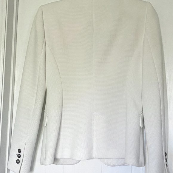 1 BUTTON RARE ZARA WHITE WAFFLE KNIT BLAZER ASO KATE MIDDLETON SZ Lg 6-8 US MEX - Picture 4 of 7